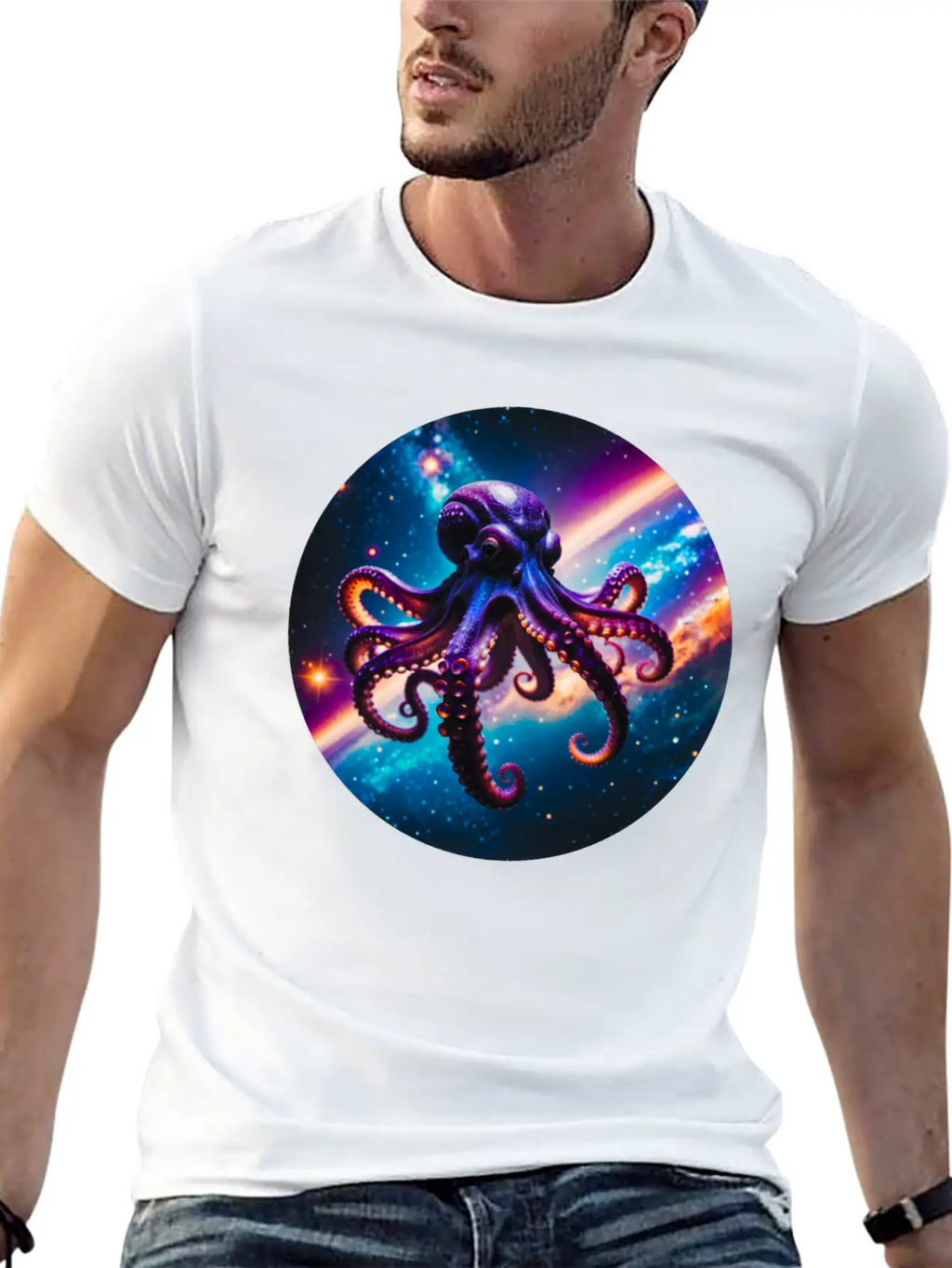Space Octopus Essential Cotton Tee For Daily Outfits – Unisex Style