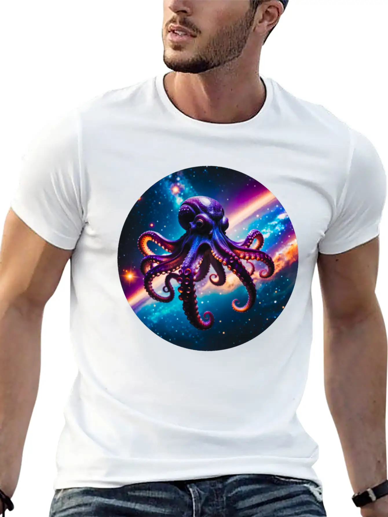 Space Octopus Essential Cotton Tee For Daily Outfits – Unisex Style