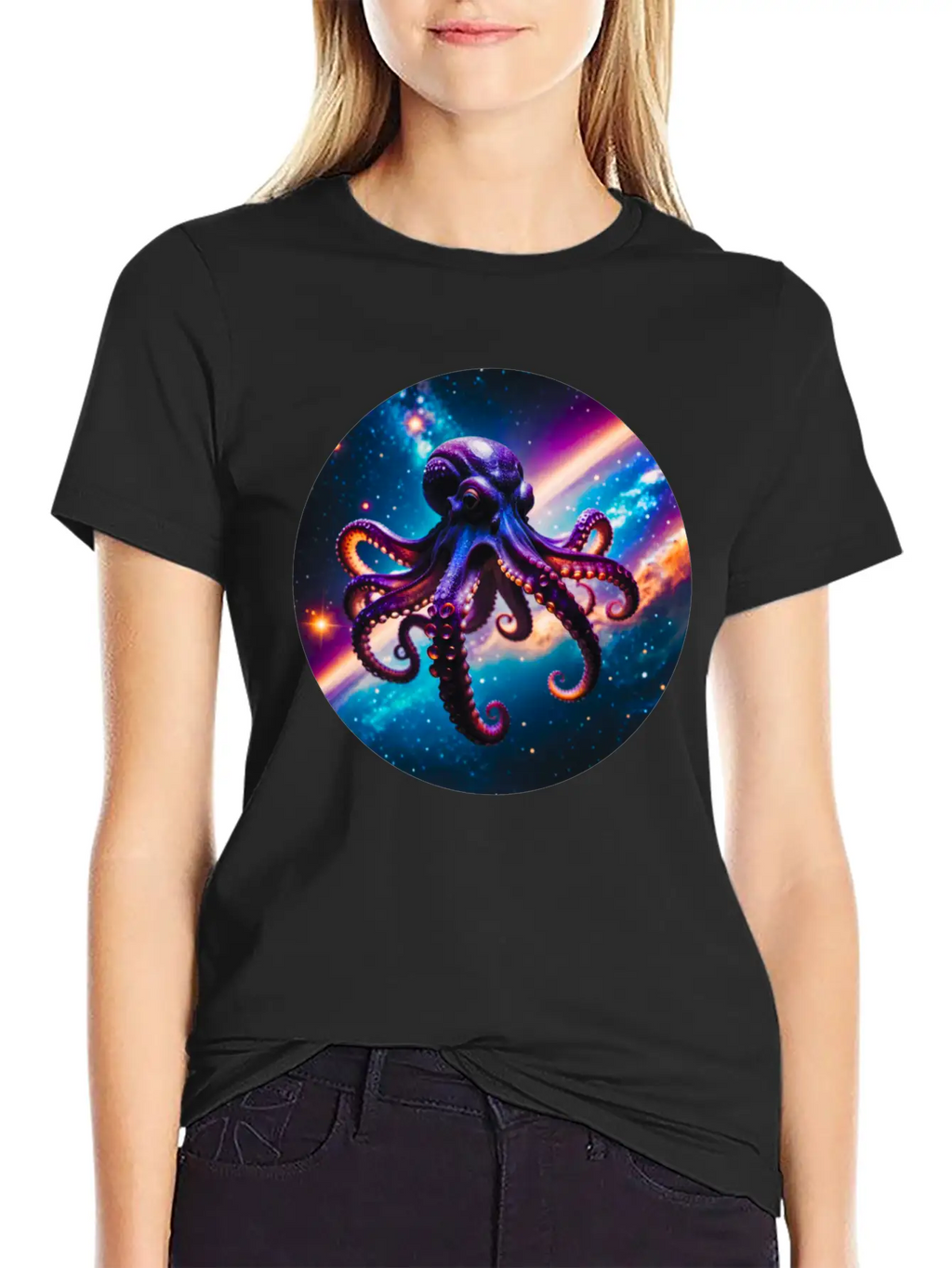 Space Octopus Essential Cotton Tee For Daily Outfits – Unisex Style
