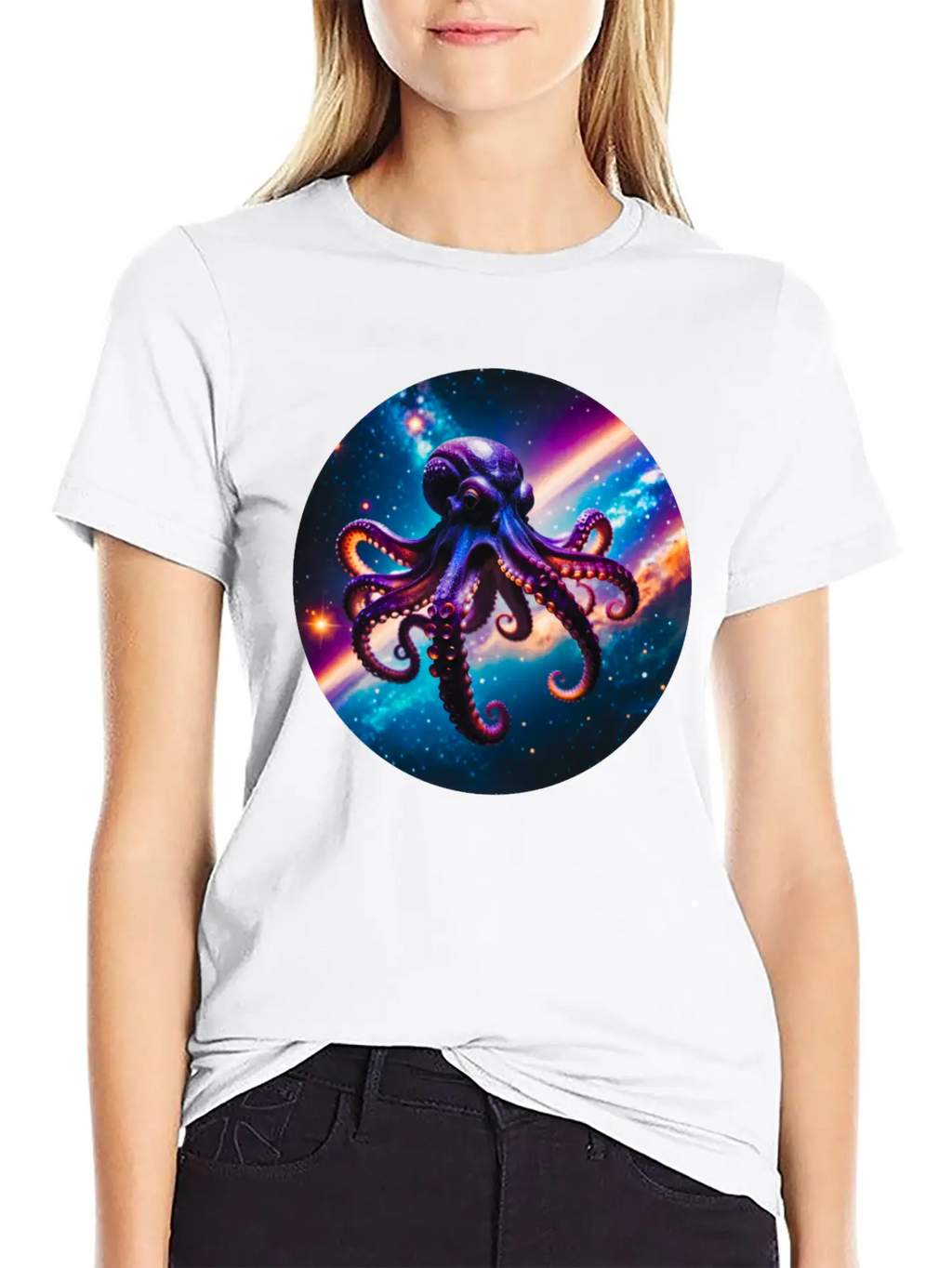 Space Octopus Essential Cotton Tee For Daily Outfits – Unisex Style