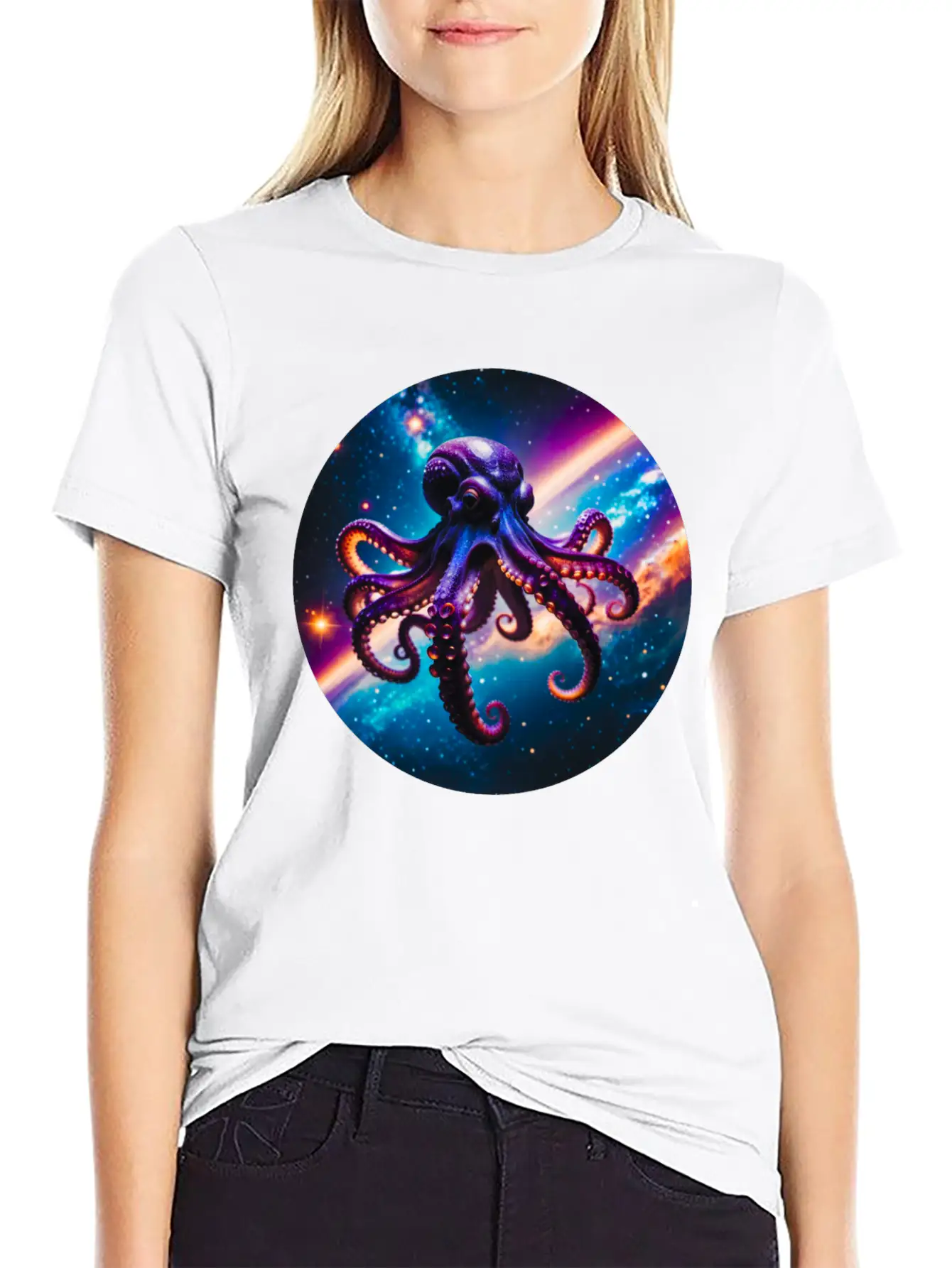 Space Octopus Essential Cotton Tee For Daily Outfits – Unisex Style