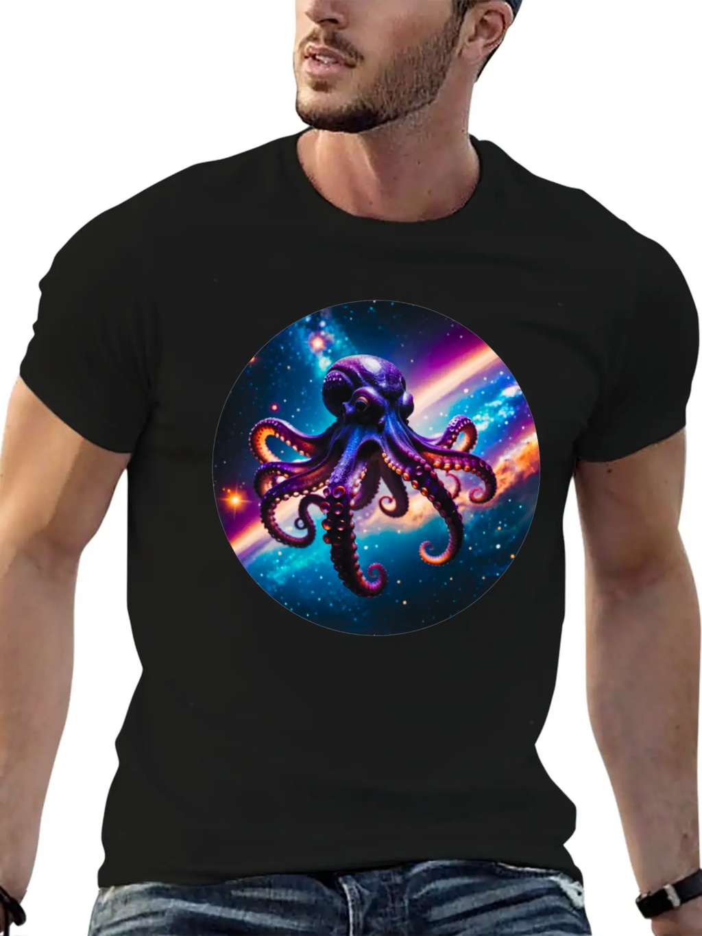 Space Octopus Essential Cotton Tee For Daily Outfits – Unisex Style