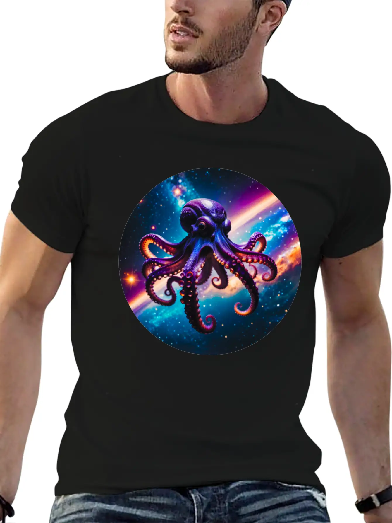 Space Octopus Essential Cotton Tee For Daily Outfits – Unisex Style