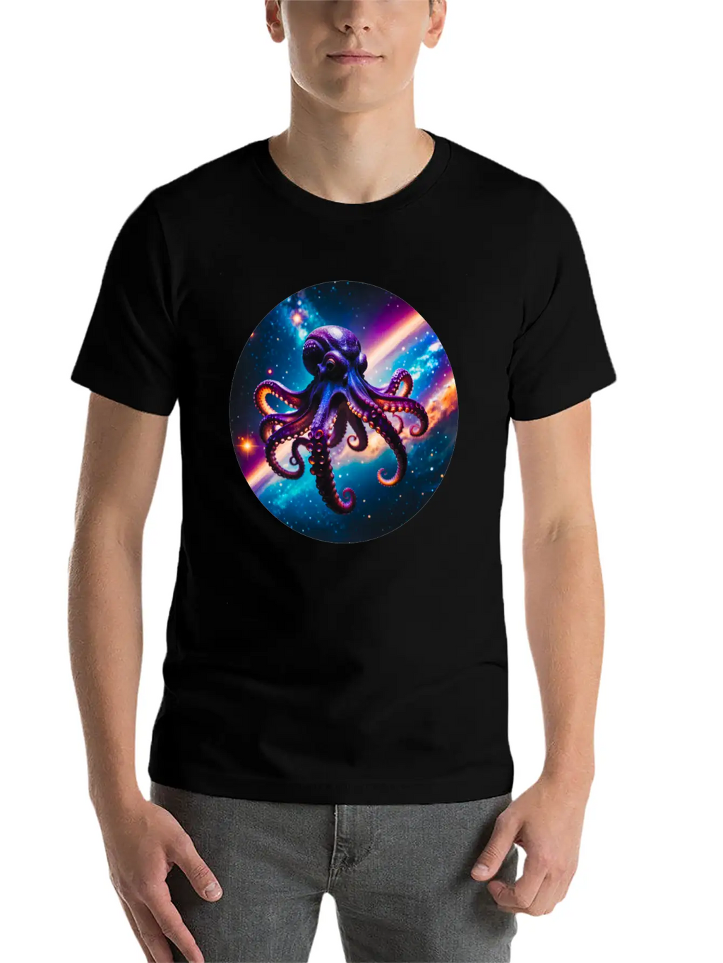 Space Octopus Essential Cotton Tee For Daily Outfits – Unisex Style
