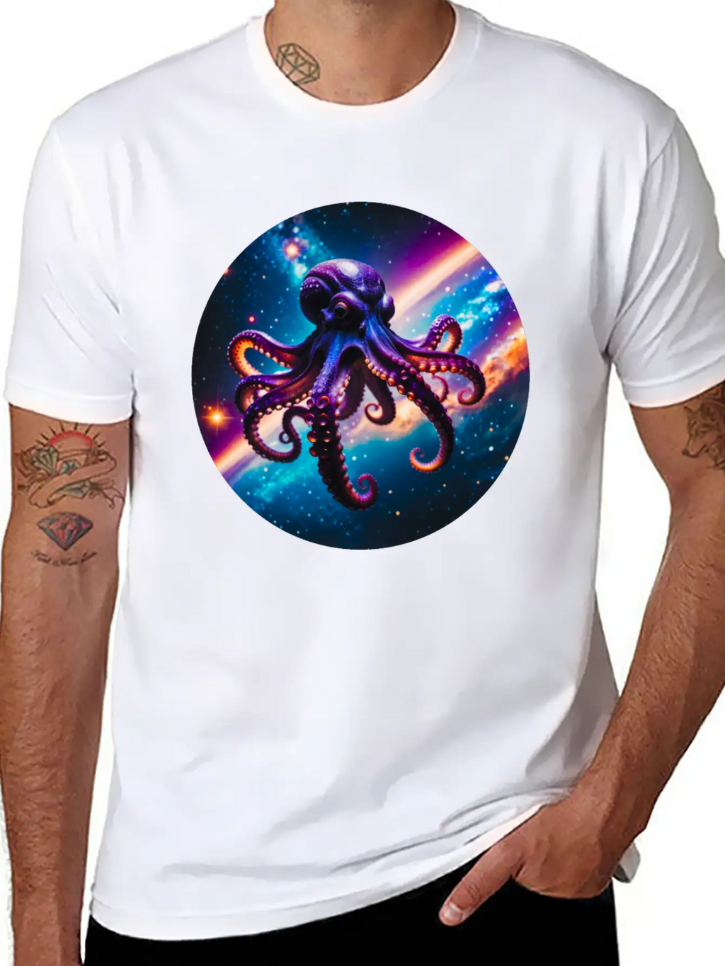 Space Octopus Essential Cotton Tee For Daily Outfits – Unisex Style