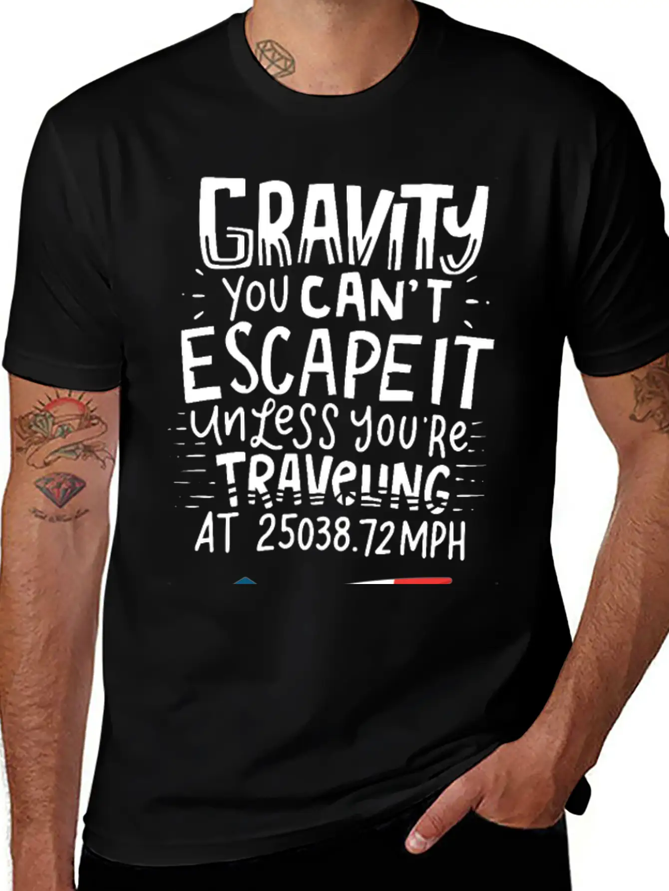 SPACE / ROCKET: Gravity You Can't Escape Unisex Short Sleeve Soft Cotton T-Shirt – Casual Everyday Wear