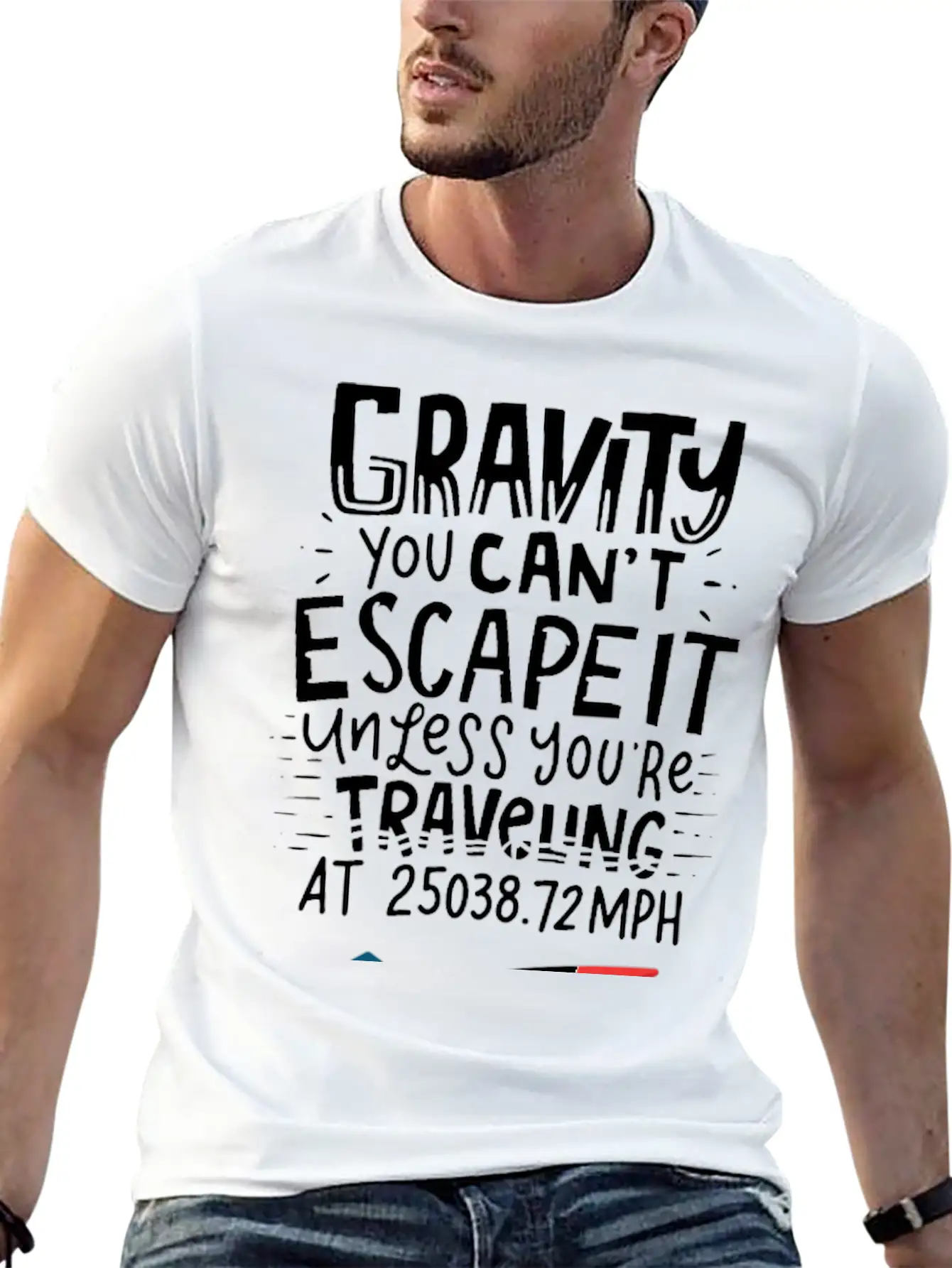 SPACE / ROCKET: Gravity You Can't Escape Unisex Short Sleeve Soft Cotton T-Shirt – Casual Everyday Wear