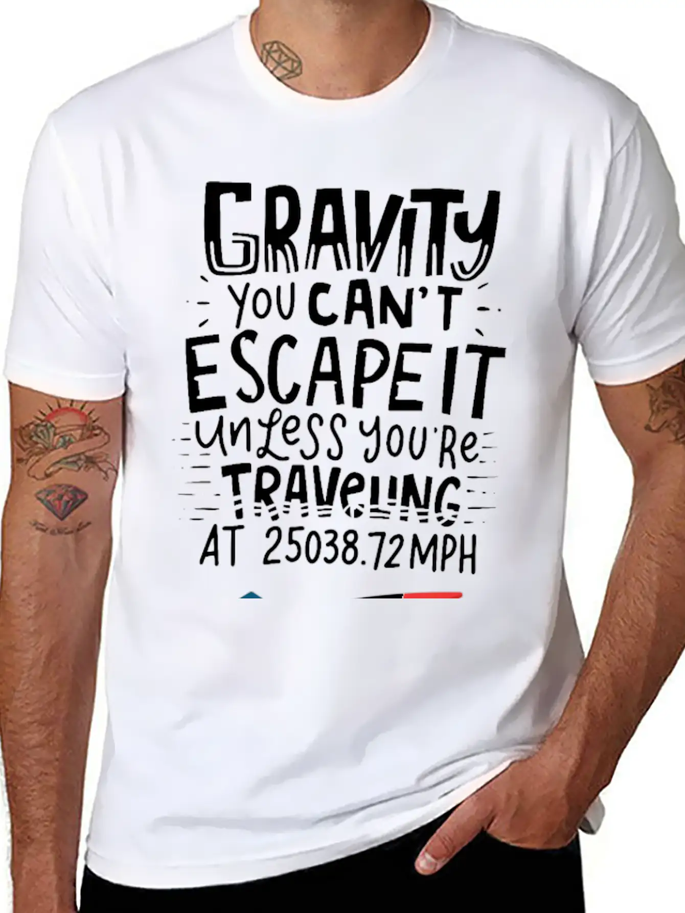 SPACE / ROCKET: Gravity You Can't Escape Unisex Short Sleeve Soft Cotton T-Shirt – Casual Everyday Wear