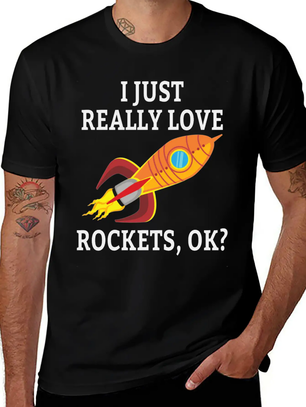 SPACE / ROCKET: I Just Love Rockets Essential Cotton Tee For Daily Outfits – Unisex Style