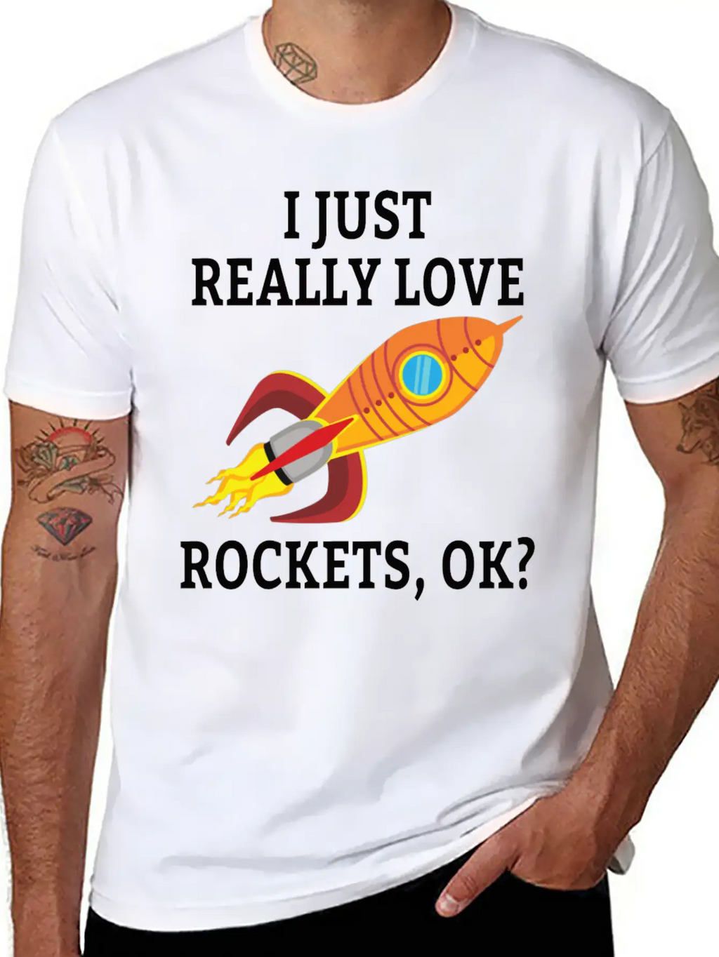 SPACE / ROCKET: I Just Love Rockets Essential Cotton Tee For Daily Outfits – Unisex Style