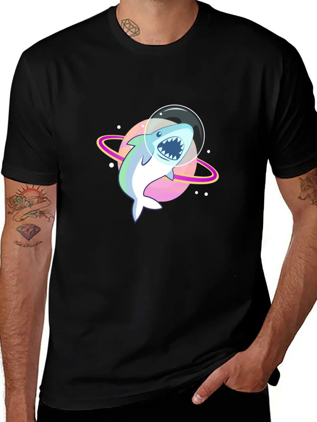 Space Shark Unisex Casual T-Shirt – Clean Design For Daily Comfort