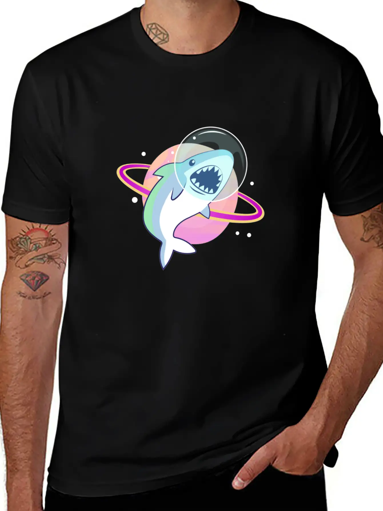 Space Shark Unisex Casual T-Shirt – Clean Design For Daily Comfort