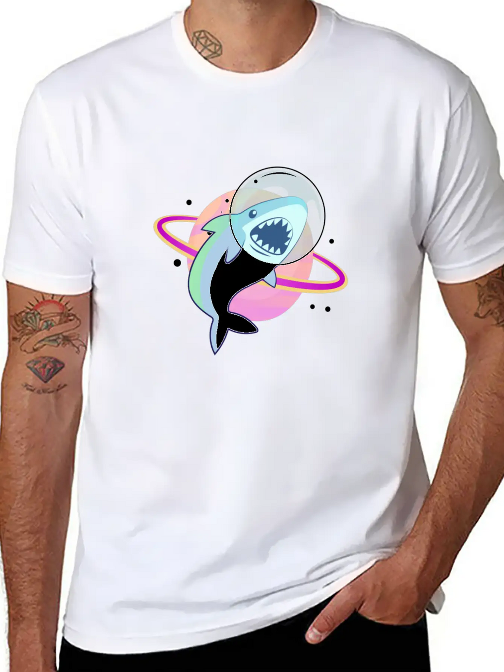 Space Shark Unisex Casual T-Shirt – Clean Design For Daily Comfort