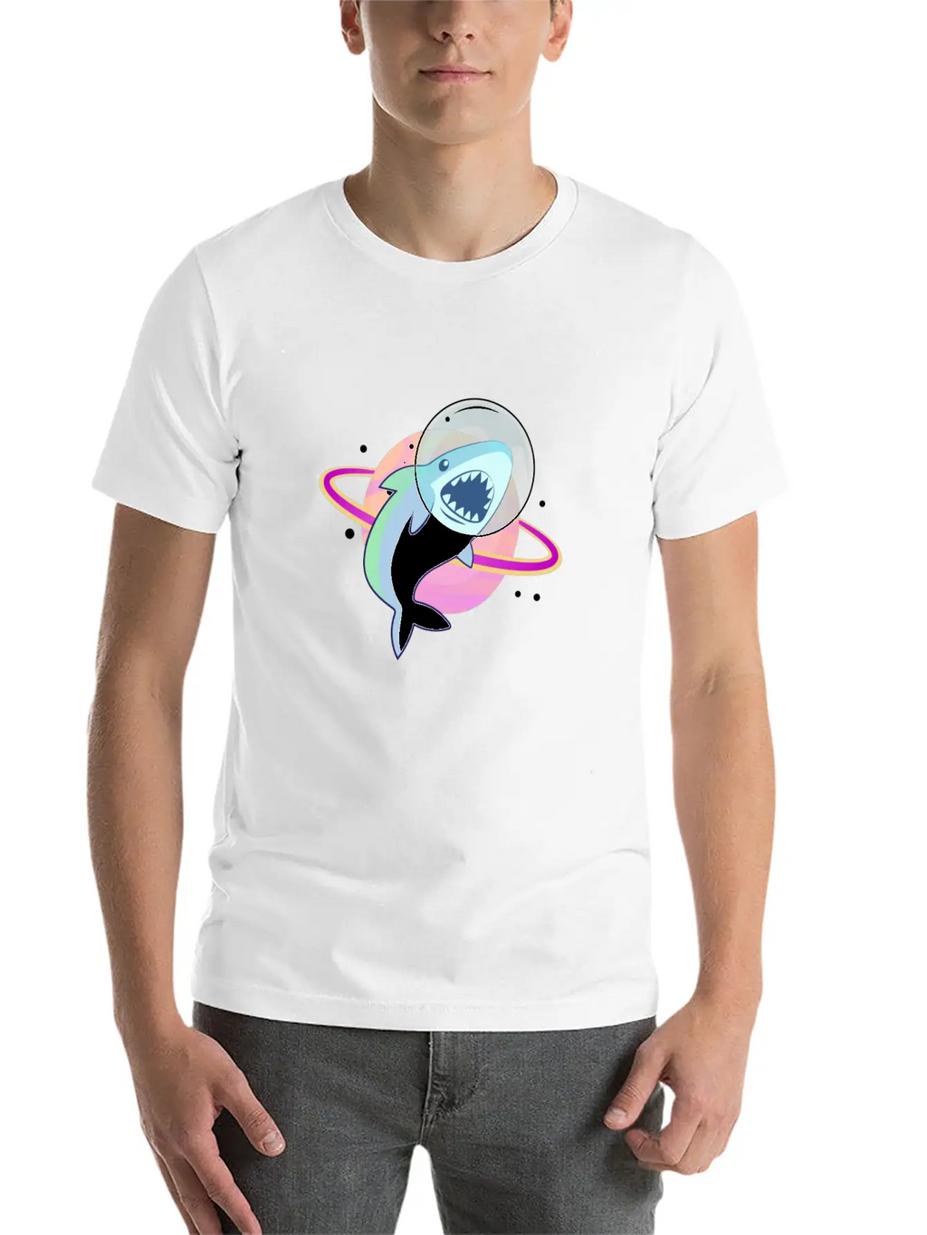 Space Shark Unisex Casual T-Shirt – Clean Design For Daily Comfort