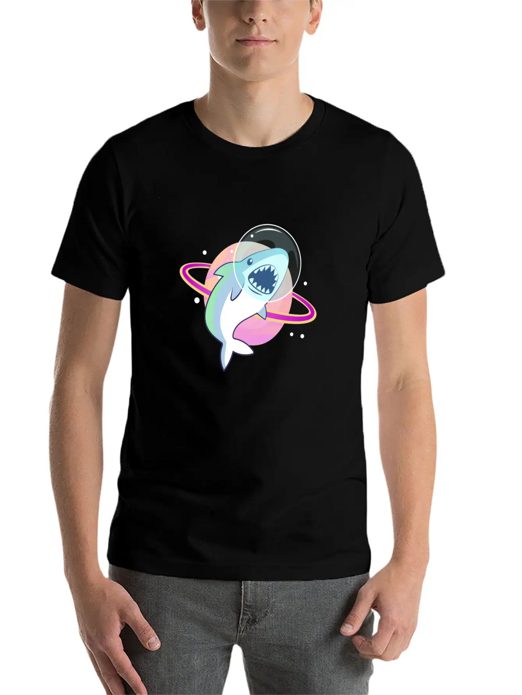 Space Shark Unisex Casual T-Shirt – Clean Design For Daily Comfort