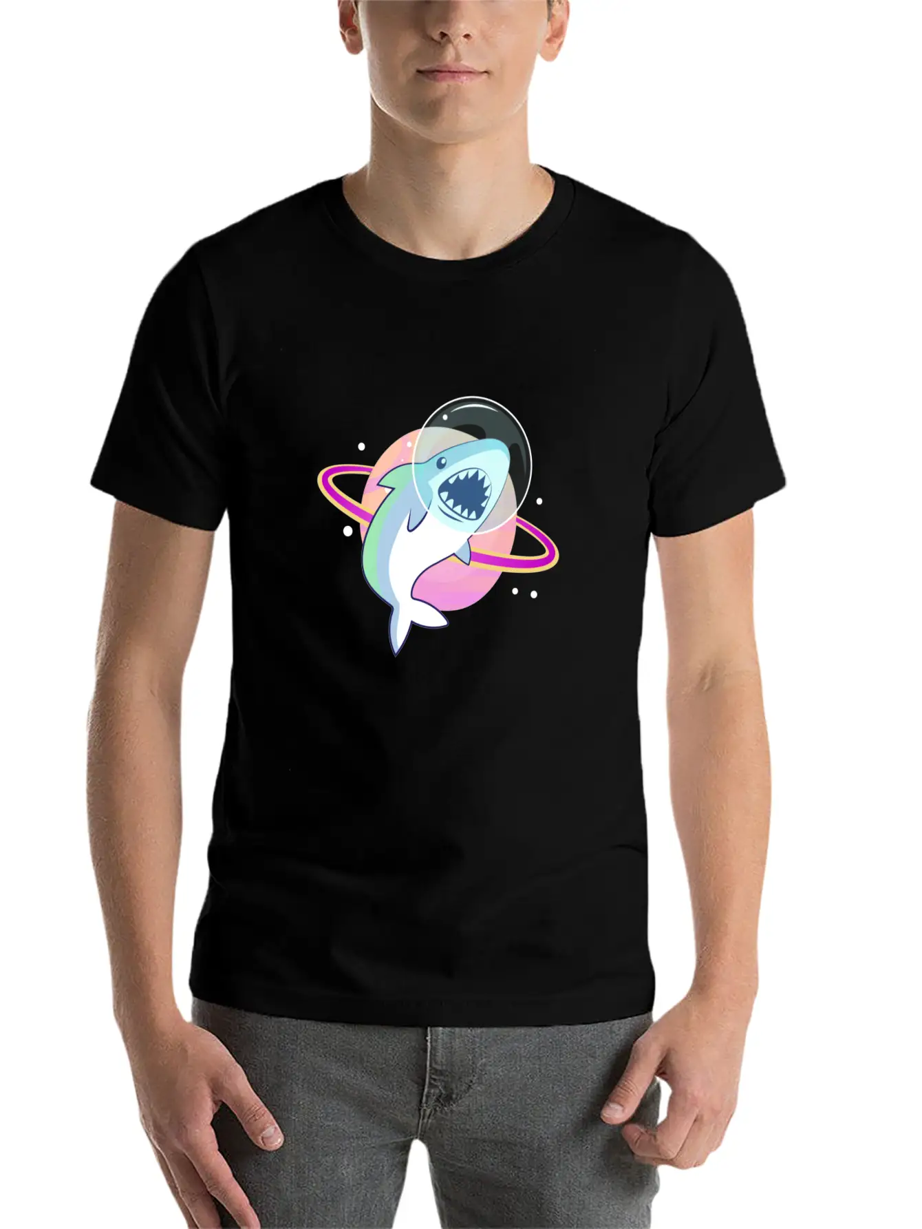 Space Shark Unisex Casual T-Shirt – Clean Design For Daily Comfort