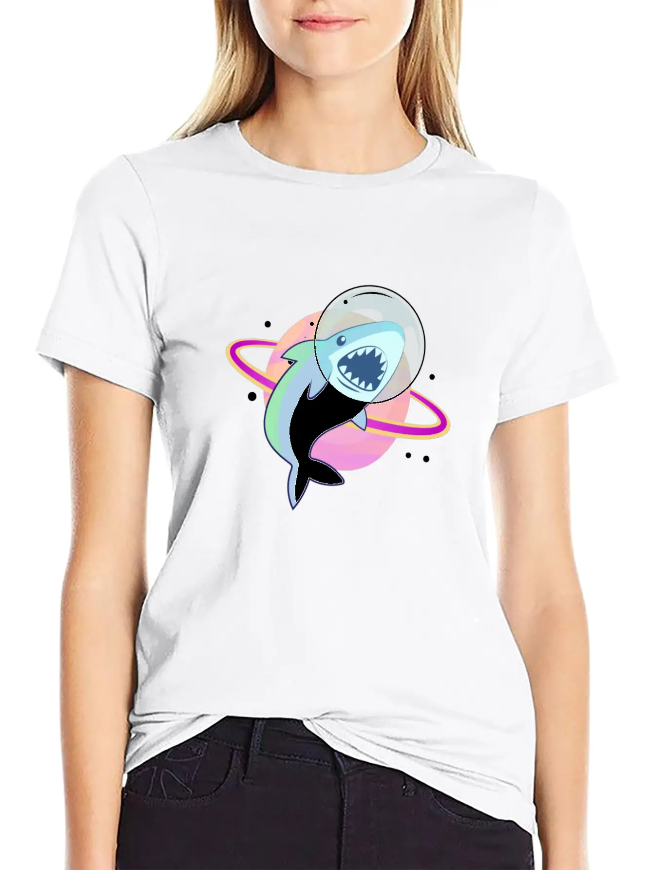 Space Shark Unisex Casual T-Shirt – Clean Design For Daily Comfort