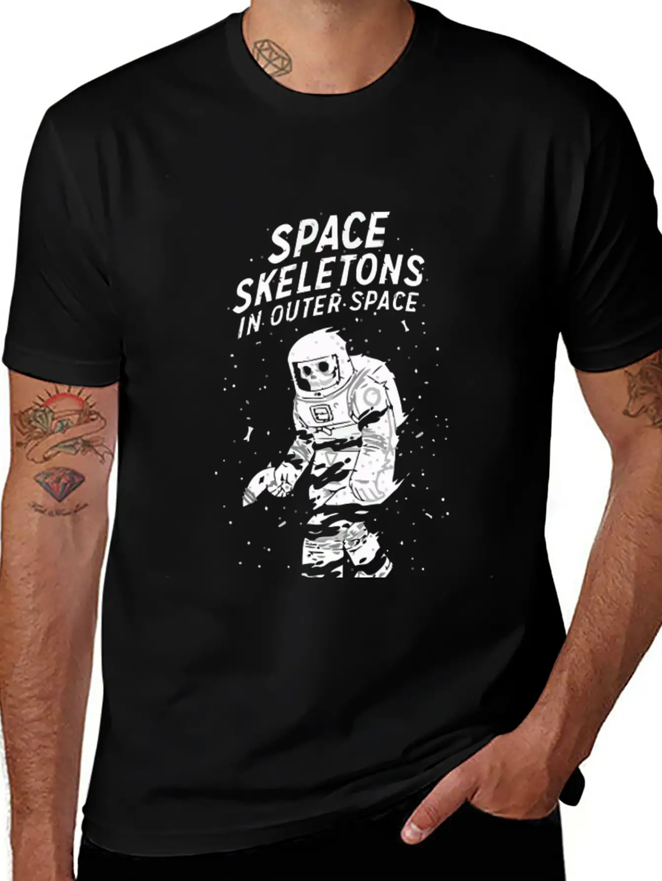 Space Skeletons In Outer Space Unisex Casual T-Shirt – Clean Design For Daily Comfort