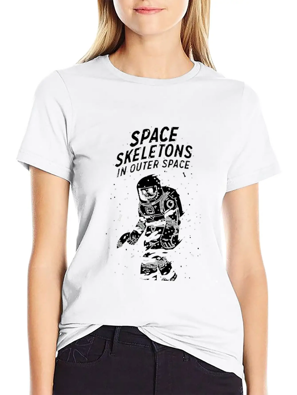 Space Skeletons In Outer Space Unisex Casual T-Shirt – Clean Design For Daily Comfort