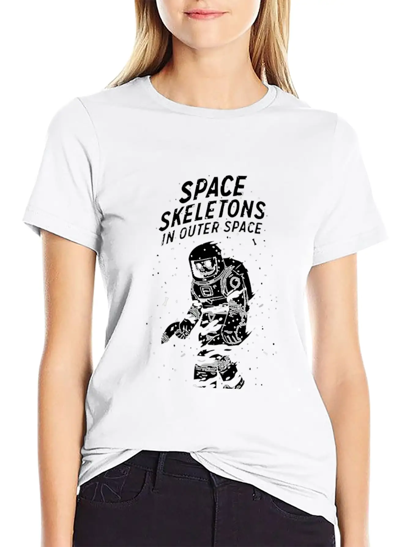 Space Skeletons In Outer Space Unisex Casual T-Shirt – Clean Design For Daily Comfort