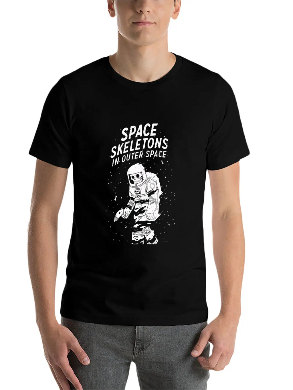 Space Skeletons In Outer Space Unisex Casual T-Shirt – Clean Design For Daily Comfort