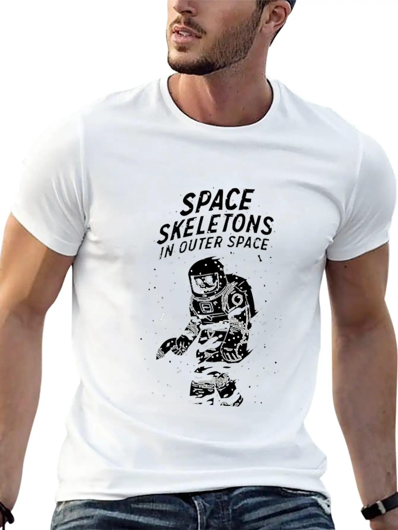 Space Skeletons In Outer Space Unisex Casual T-Shirt – Clean Design For Daily Comfort
