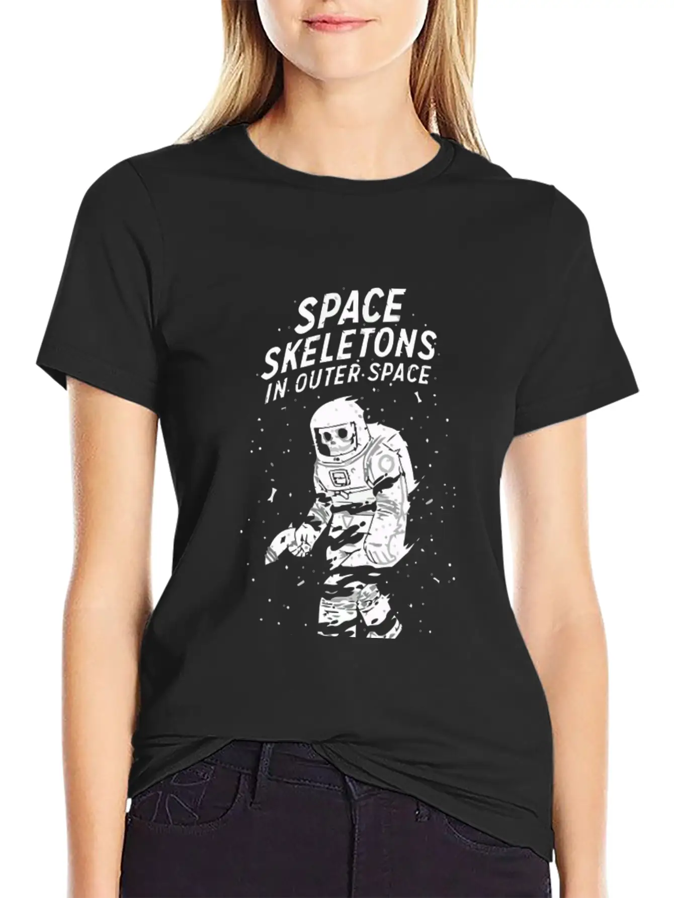 Space Skeletons In Outer Space Unisex Casual T-Shirt – Clean Design For Daily Comfort