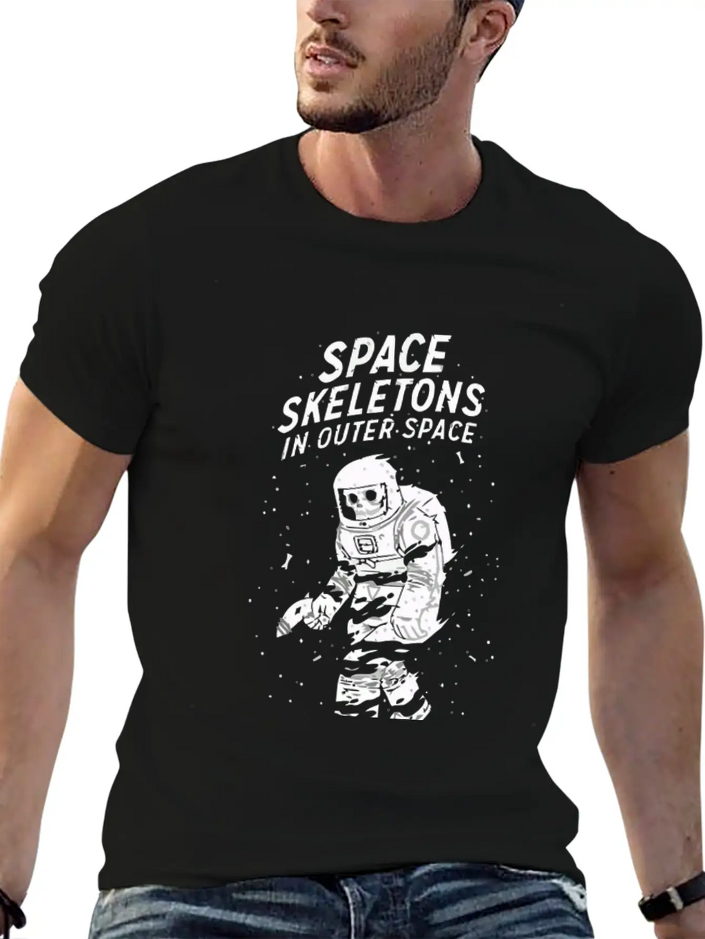 Space Skeletons In Outer Space Unisex Casual T-Shirt – Clean Design For Daily Comfort