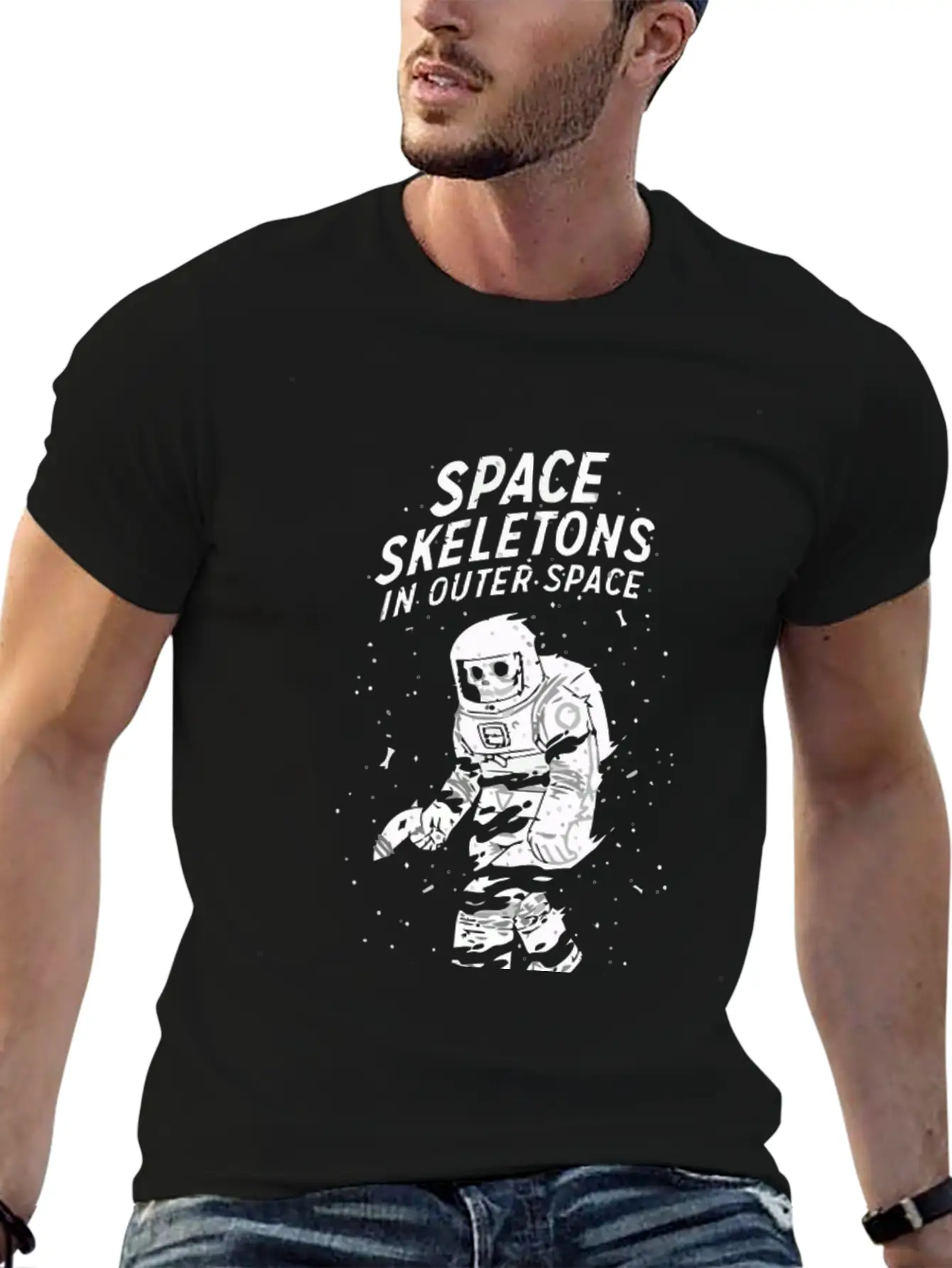 Space Skeletons In Outer Space Unisex Casual T-Shirt – Clean Design For Daily Comfort