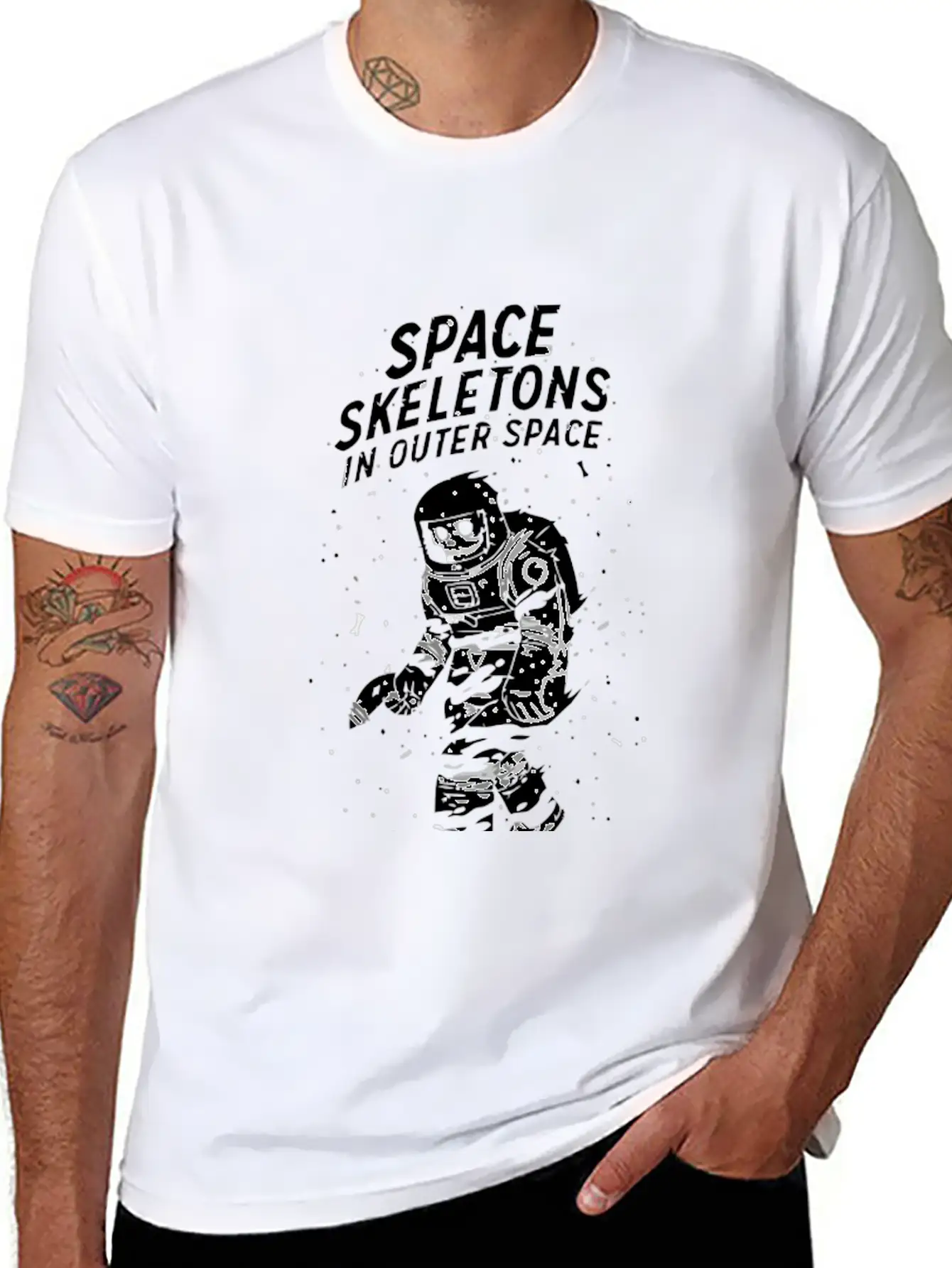 Space Skeletons In Outer Space Unisex Casual T-Shirt – Clean Design For Daily Comfort
