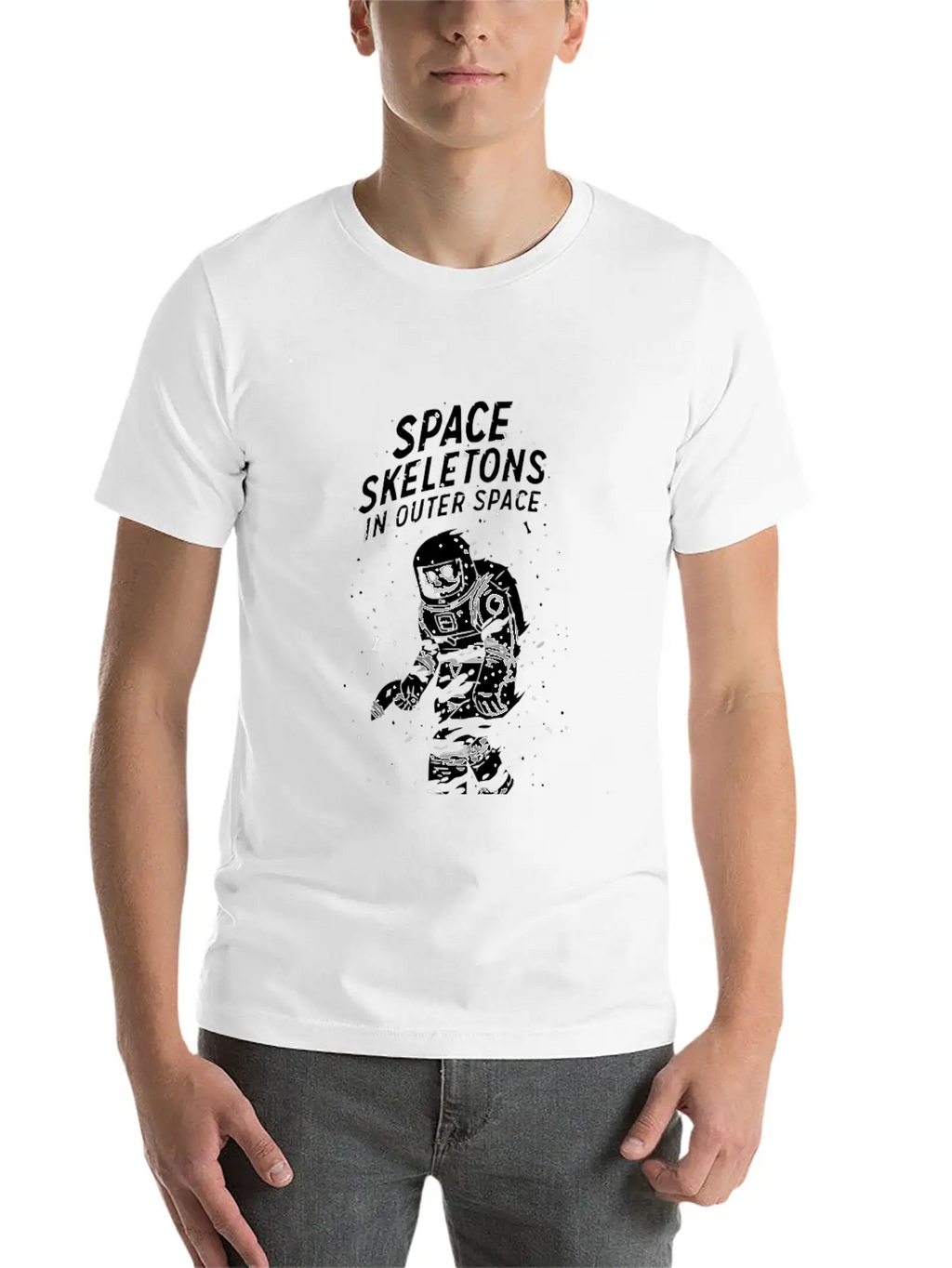 Space Skeletons In Outer Space Unisex Casual T-Shirt – Clean Design For Daily Comfort