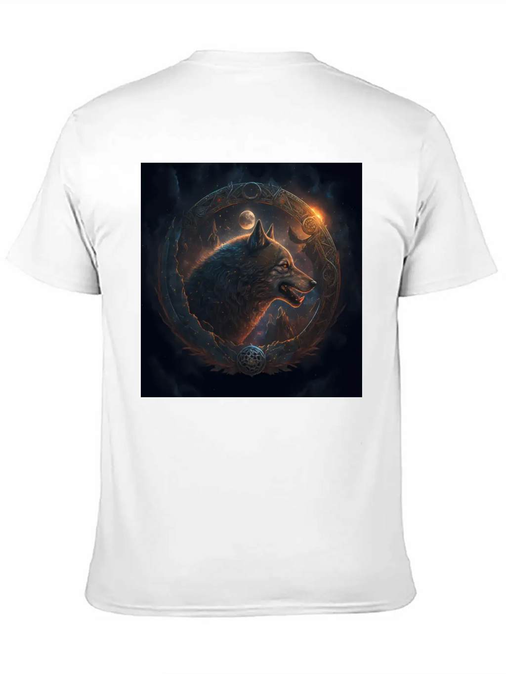 Space Wolf With Ornaments Essential Cotton Tee For Daily Outfits – Unisex Style