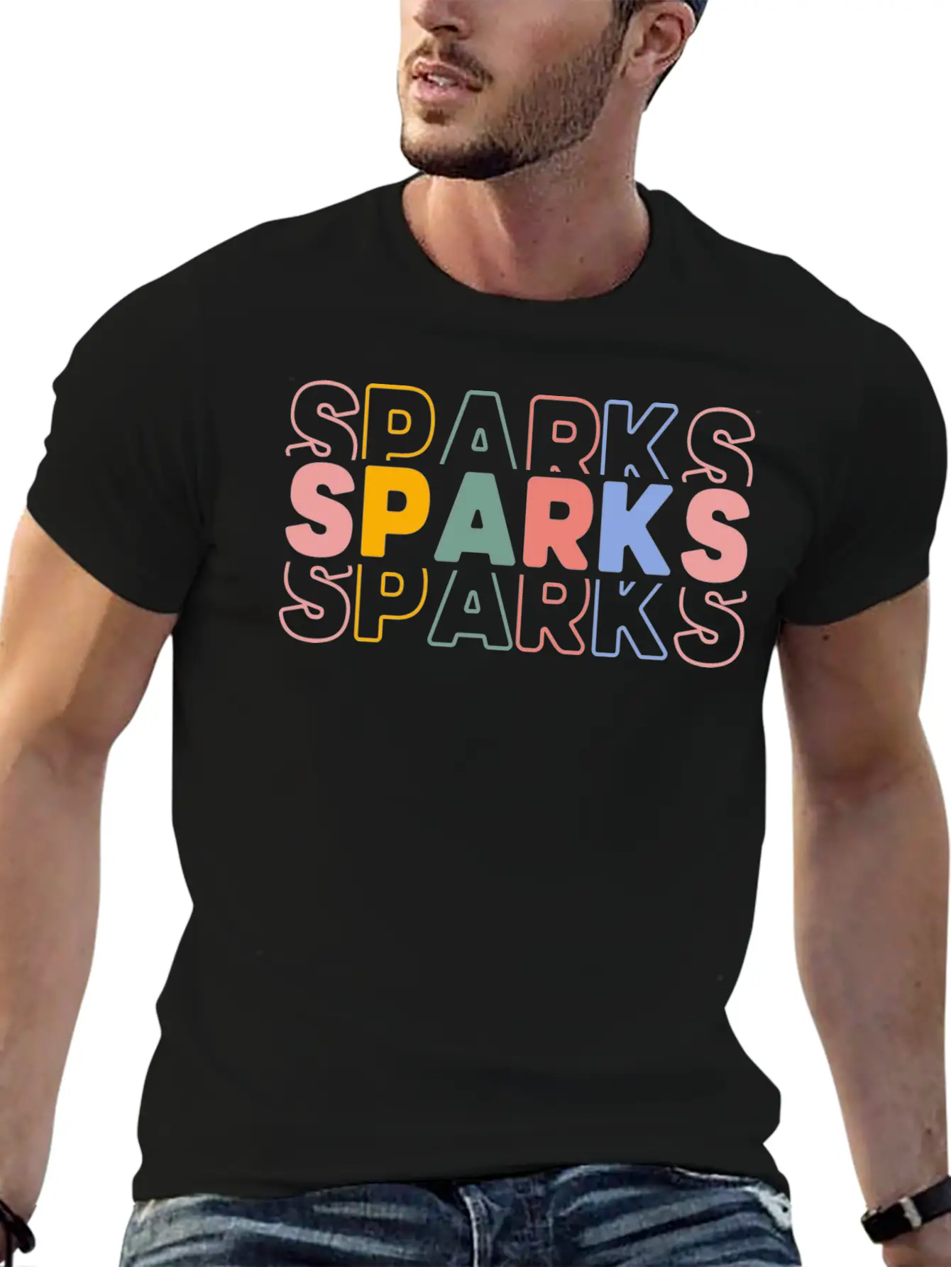 Sparks Typography Casual Graphic T-Shirt – Simple And Comfortable Daily Wear
