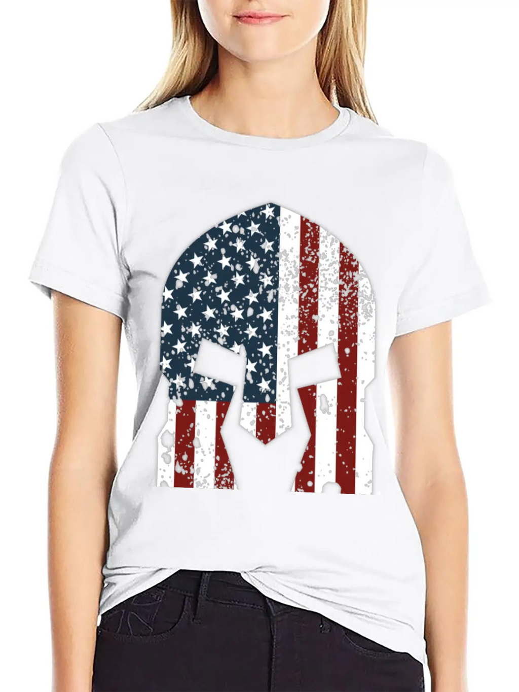 Spartan Helmet American Flag Stylish Everyday T-Shirt – Unisex Basic Cotton Tee