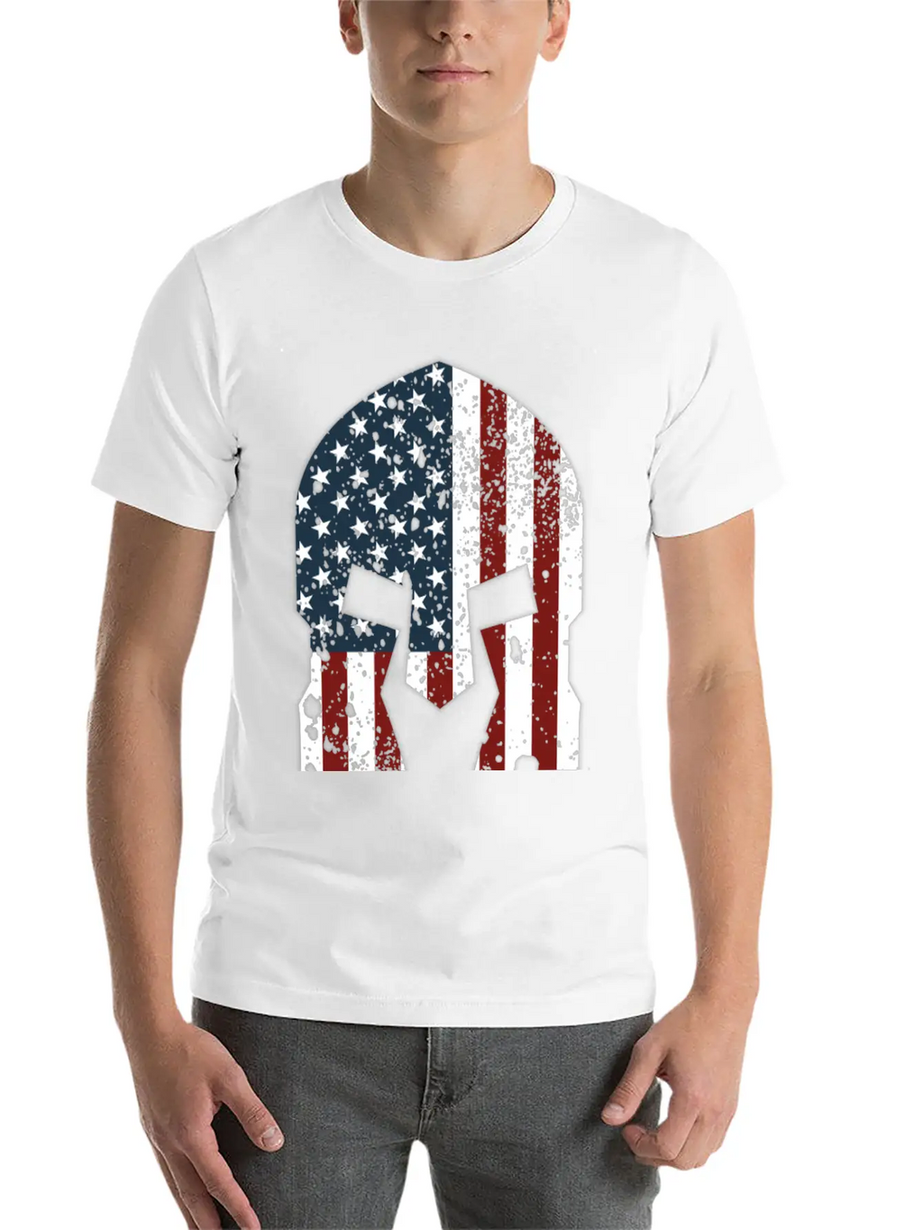 Spartan Helmet American Flag Stylish Everyday T-Shirt – Unisex Basic Cotton Tee