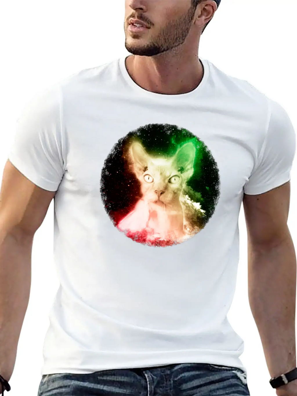 Sphynx Cat Shirt Vintage Hairless Cat Space T Shirt Stylish Everyday T-Shirt – Unisex Basic Cotton Tee
