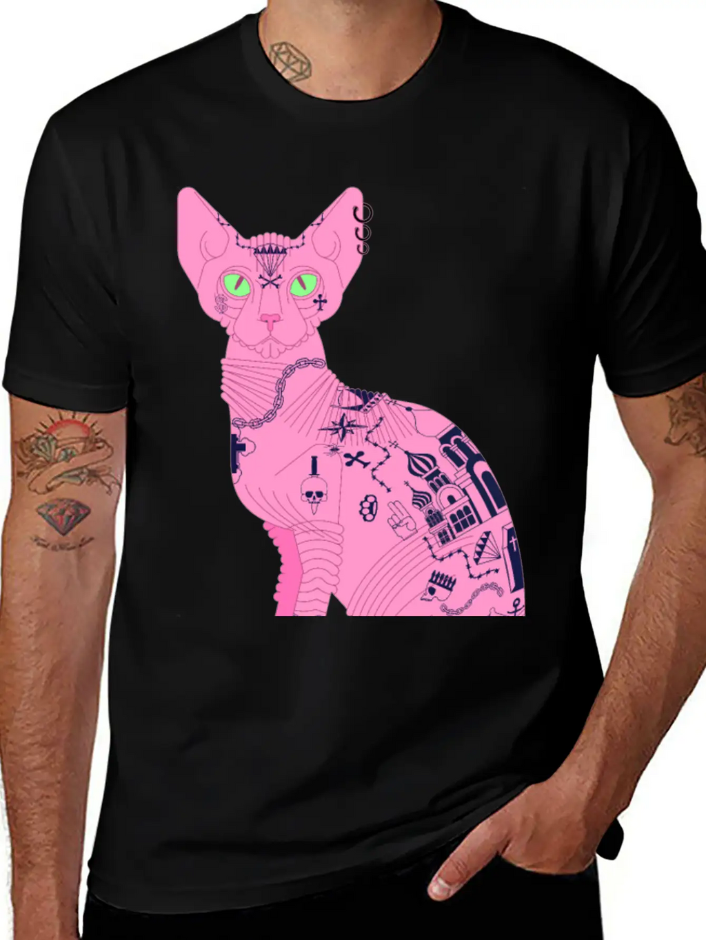 Sphynx Hairless Cat Tattoo Cool Pet Flesh Art Unisex Casual T-Shirt – Clean Design For Daily Comfort