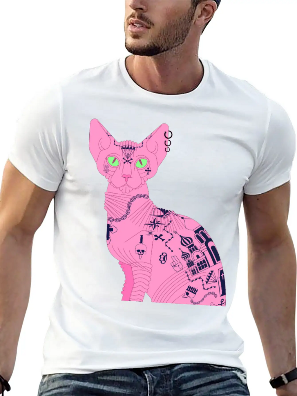 Sphynx Hairless Cat Tattoo Cool Pet Flesh Art Unisex Casual T-Shirt – Clean Design For Daily Comfort