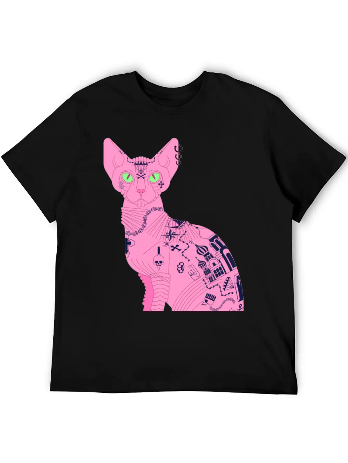 Sphynx Hairless Cat Tattoo Cool Pet Flesh Art Unisex Casual T-Shirt – Clean Design For Daily Comfort