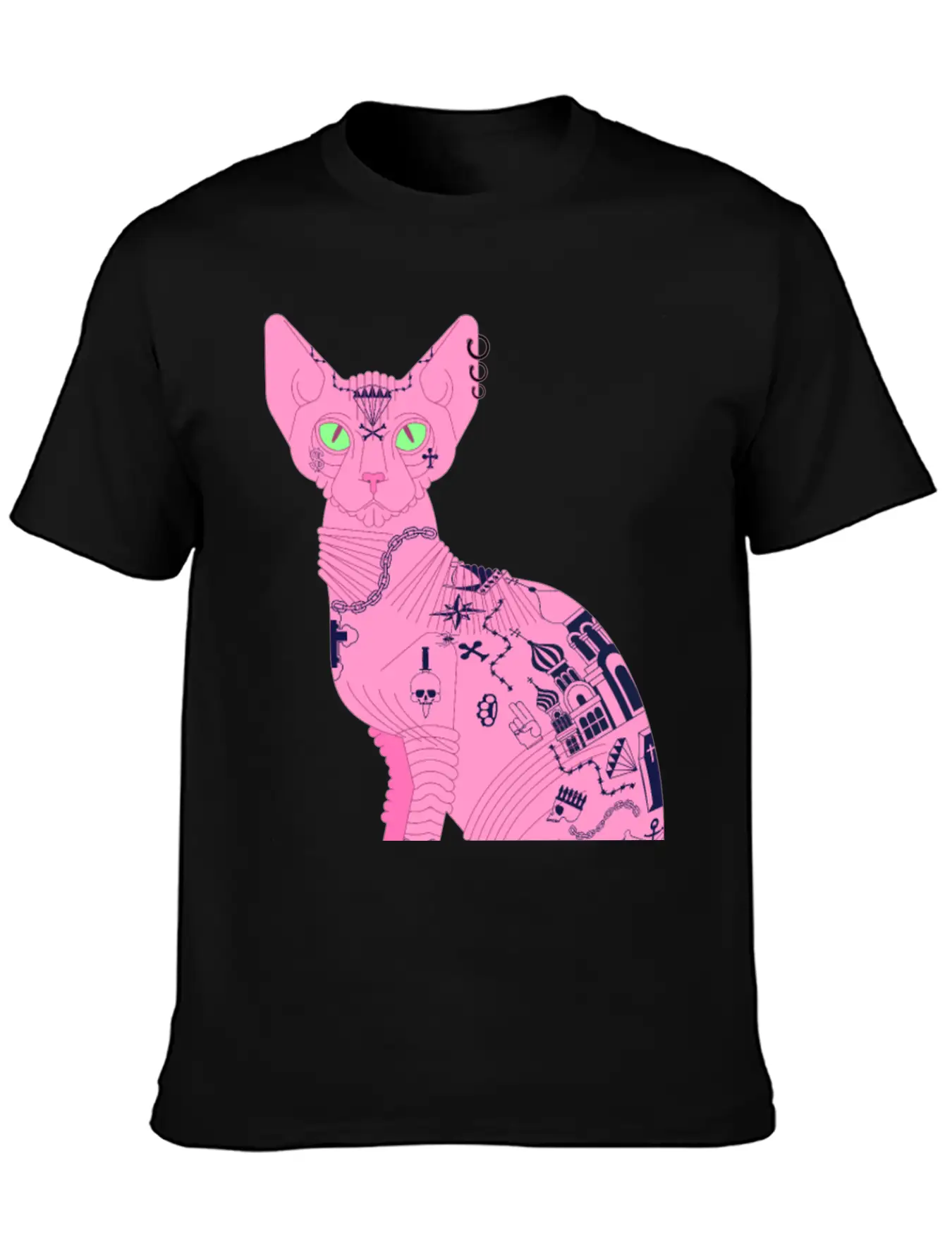 Sphynx Hairless Cat Tattoo Cool Pet Flesh Art Unisex Casual T-Shirt – Clean Design For Daily Comfort