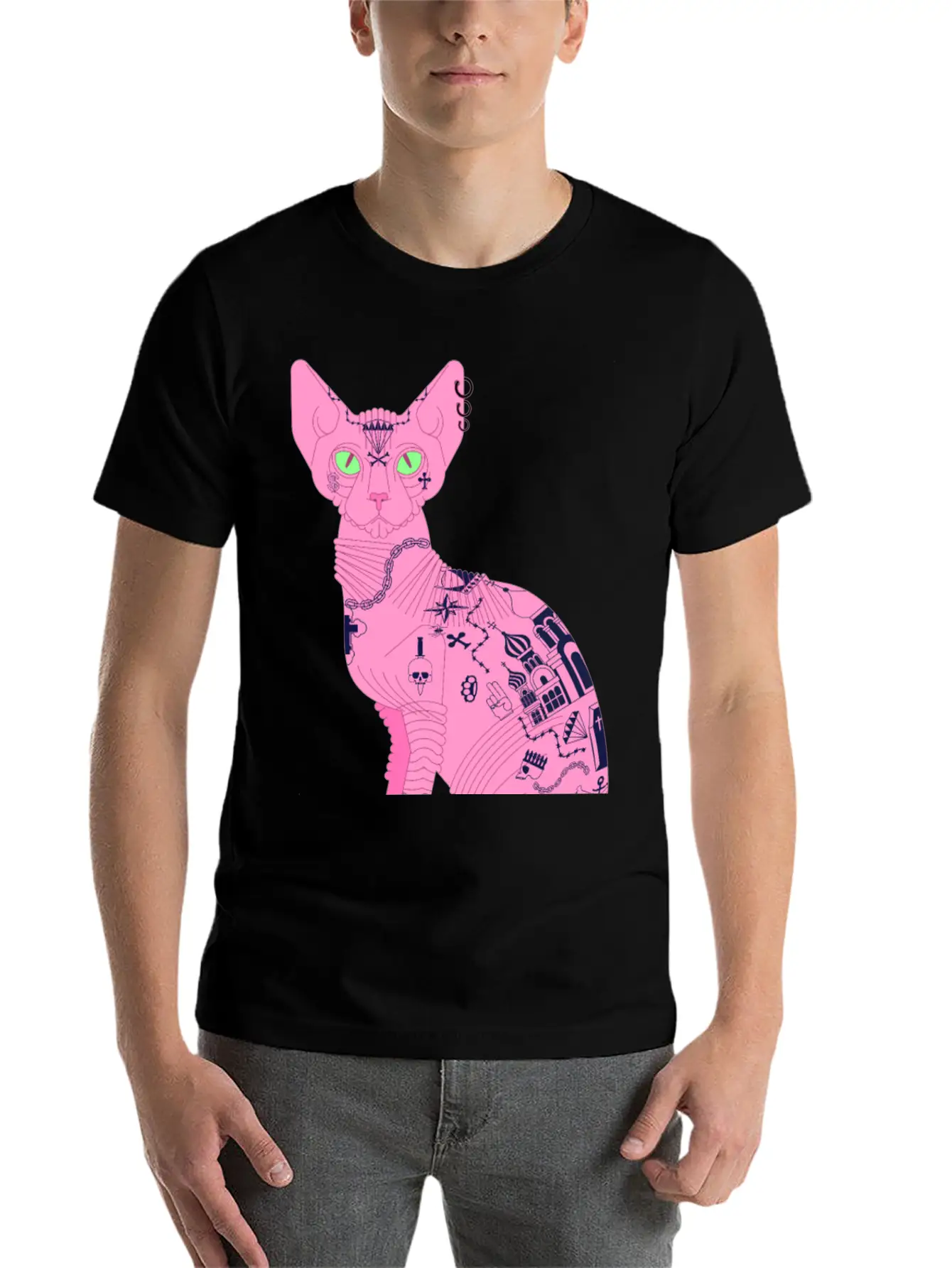 Sphynx Hairless Cat Tattoo Cool Pet Flesh Art Unisex Casual T-Shirt – Clean Design For Daily Comfort
