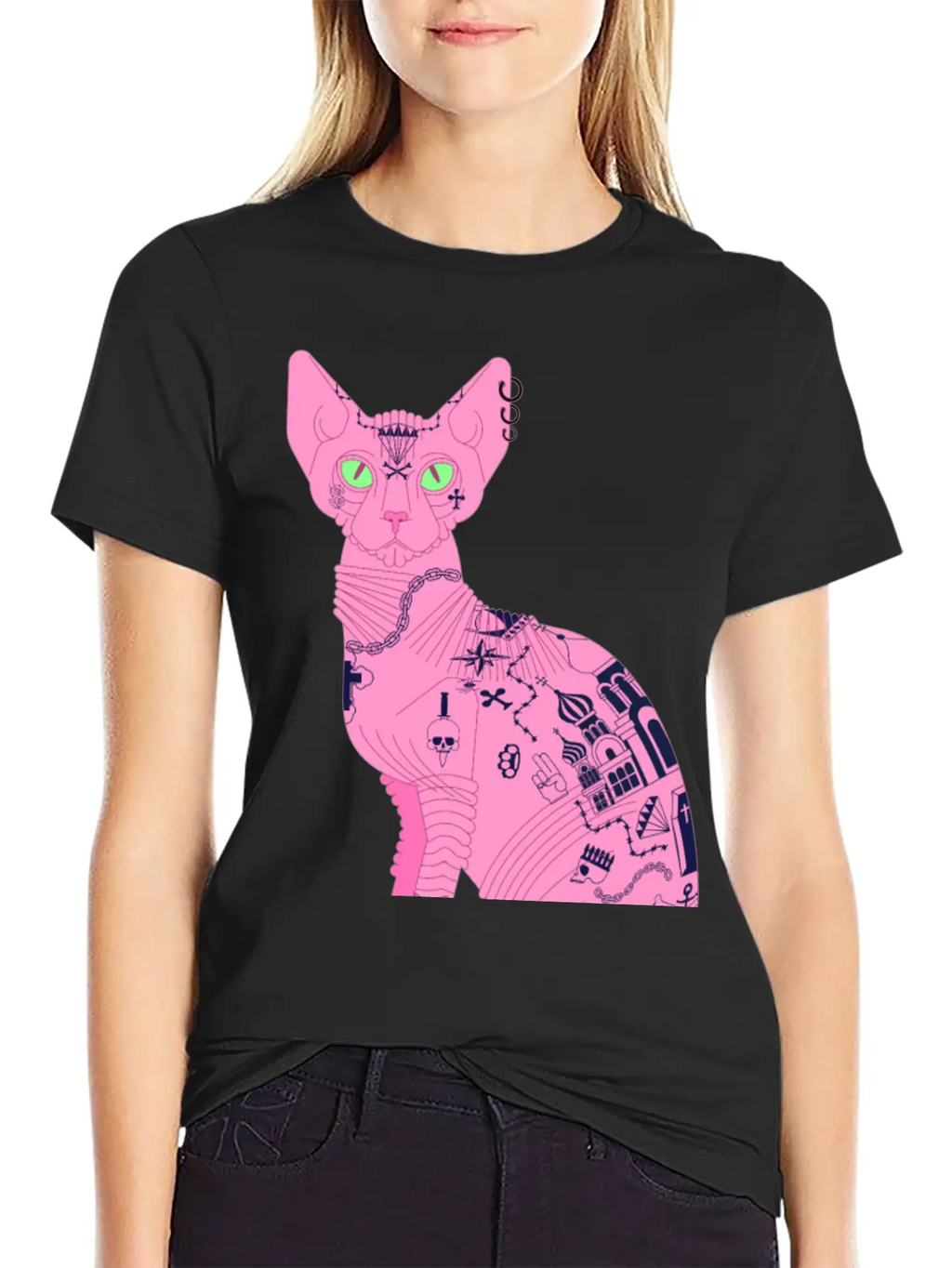 Sphynx Hairless Cat Tattoo Cool Pet Flesh Art Unisex Casual T-Shirt – Clean Design For Daily Comfort