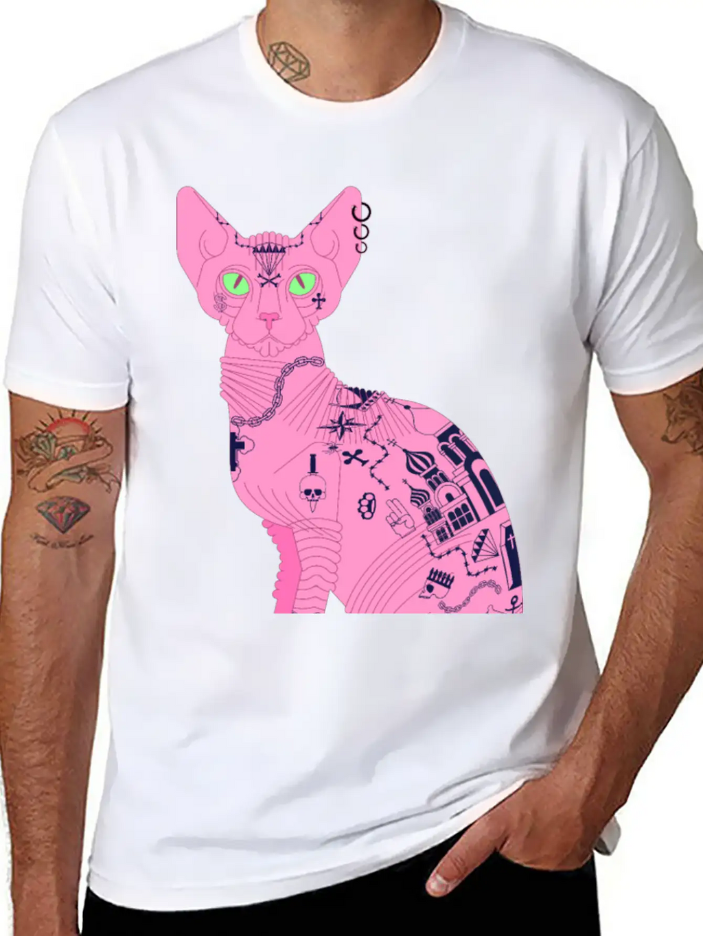 Sphynx Hairless Cat Tattoo Cool Pet Flesh Art Unisex Casual T-Shirt – Clean Design For Daily Comfort