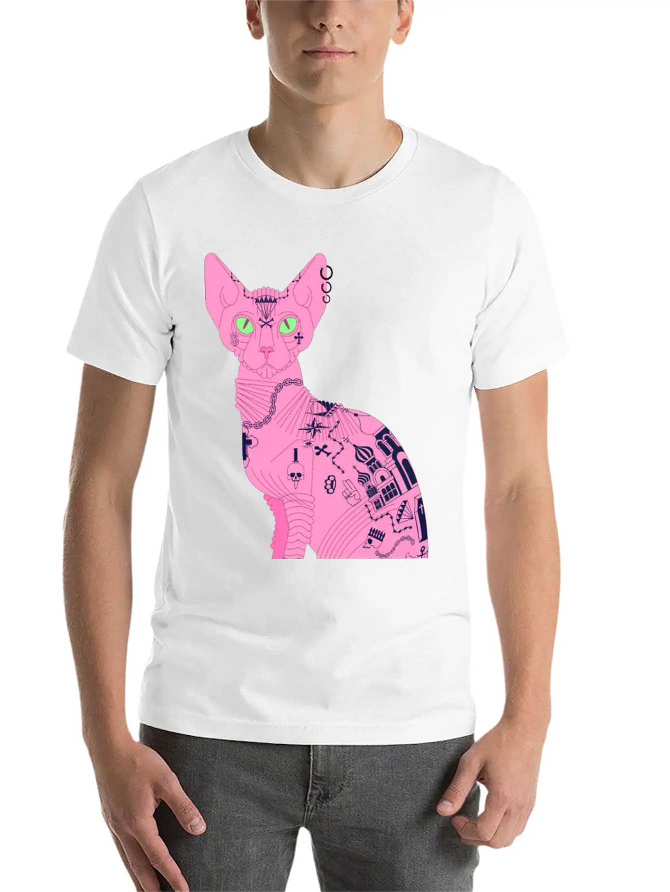 Sphynx Hairless Cat Tattoo Cool Pet Flesh Art Unisex Casual T-Shirt – Clean Design For Daily Comfort