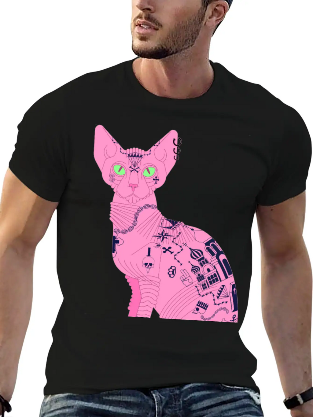 Sphynx Hairless Cat Tattoo Cool Pet Flesh Art Unisex Casual T-Shirt – Clean Design For Daily Comfort