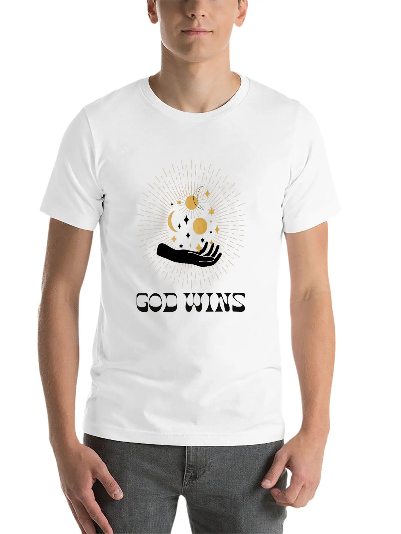 Spiritual Clothing, Universe Hand Shirt, Moon Tee Essential Cotton Tee For Daily Outfits – Unisex Style
