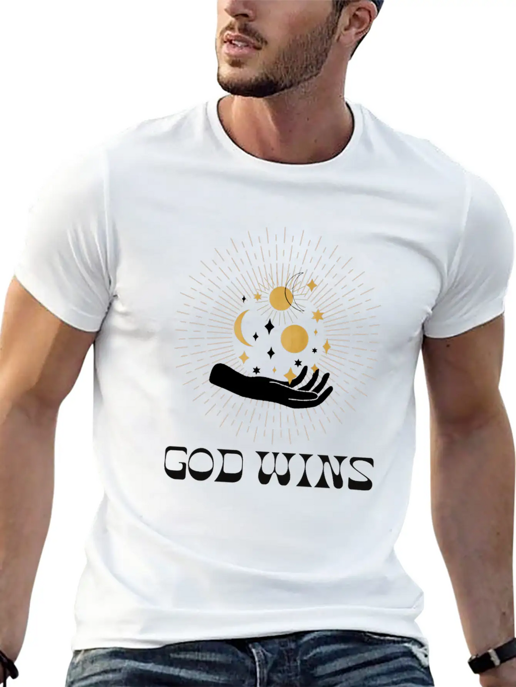 Spiritual Clothing, Universe Hand Shirt, Moon Tee Essential Cotton Tee For Daily Outfits – Unisex Style