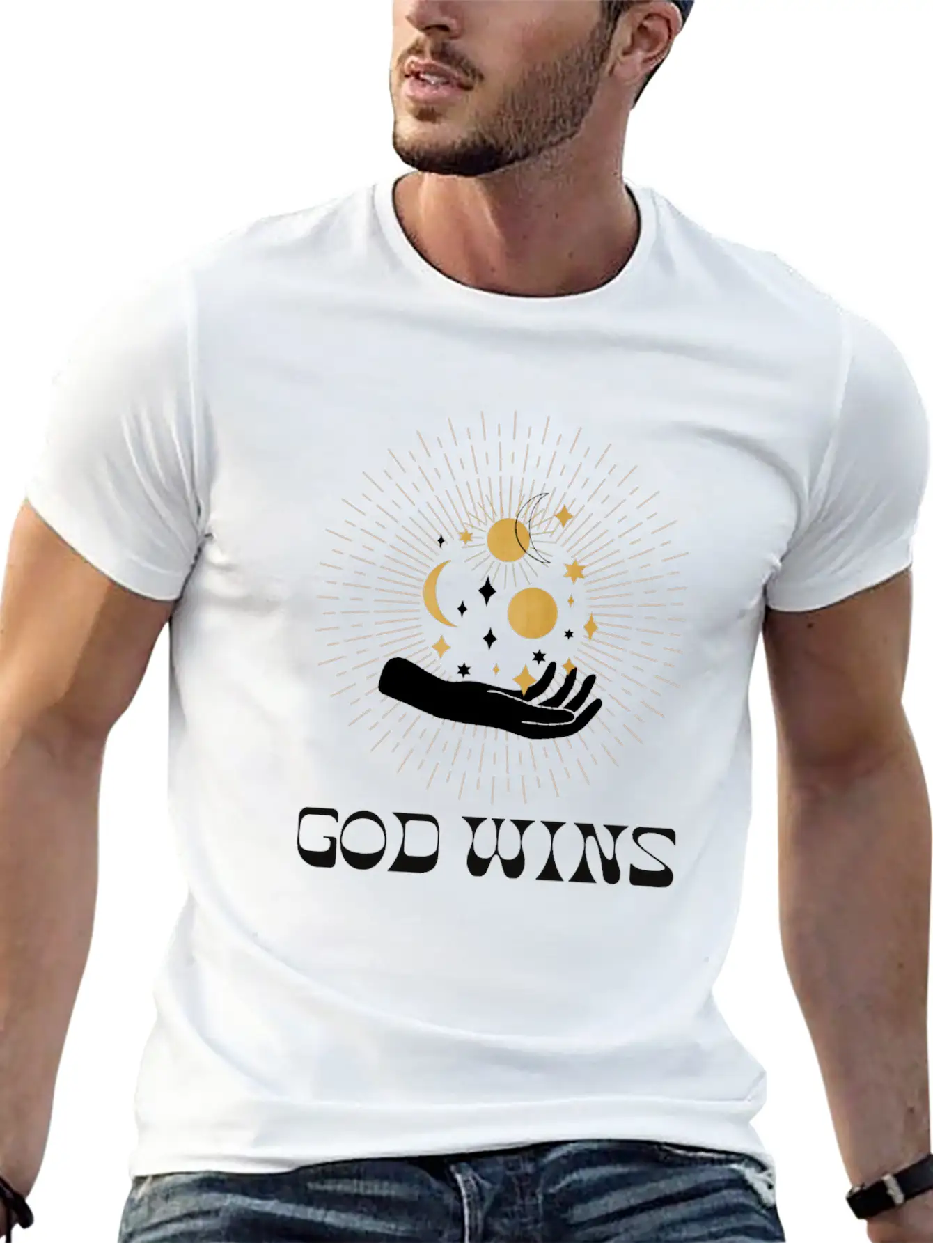 Spiritual Clothing, Universe Hand Shirt, Moon Tee Essential Cotton Tee For Daily Outfits – Unisex Style