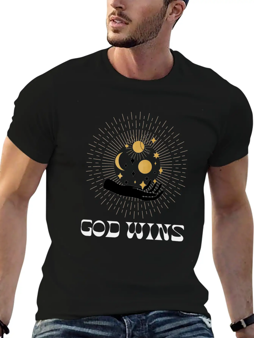 Spiritual Clothing, Universe Hand Shirt, Moon Tee Essential Cotton Tee For Daily Outfits – Unisex Style