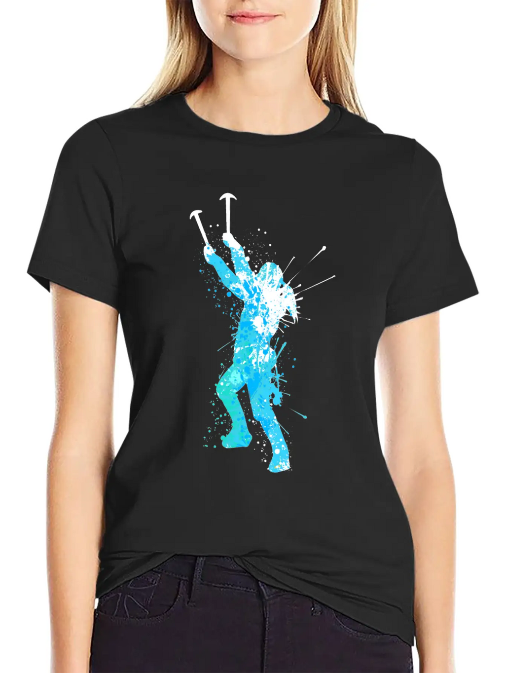 Splash Art Wintersport Ice Climbing Unisex Short Sleeve Soft Cotton T-Shirt – Casual Everyday Wear